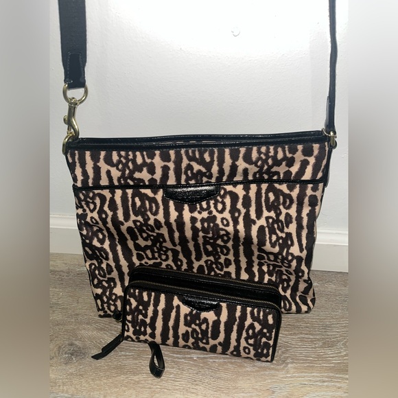 Coach Handbags - Coach leopard print crossbody file bag and a matching wallet.